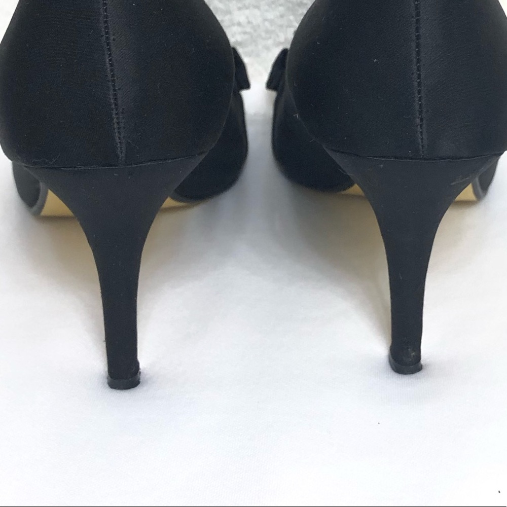 Valenti Franco Black Ruffled Peep Toe Heel Size 9 - Picture 5 of 7